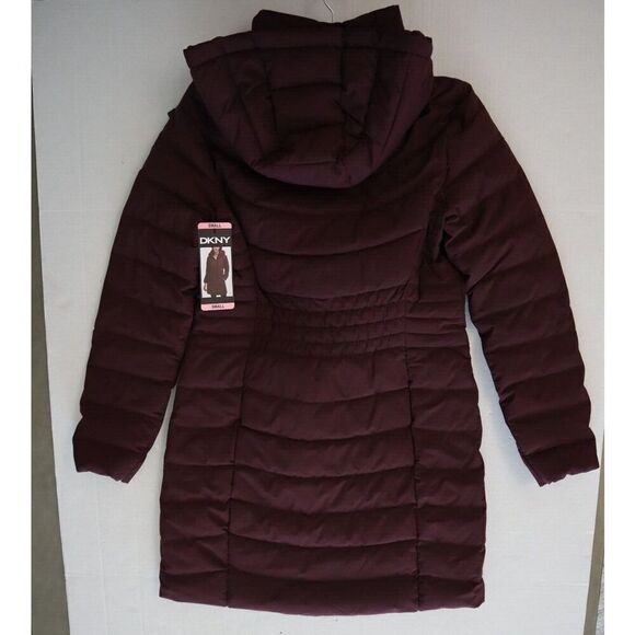 DKNY DL1MPH56 Women Sz S Deep Plum Quilted Water Resistant Hooded Down Coat - Picture 12 of 12